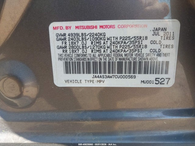Продаж на аукціоні авто 2012 Mitsubishi Outlander Se, vin: JA4AS3AW7CU000569, номер лоту: 45025065