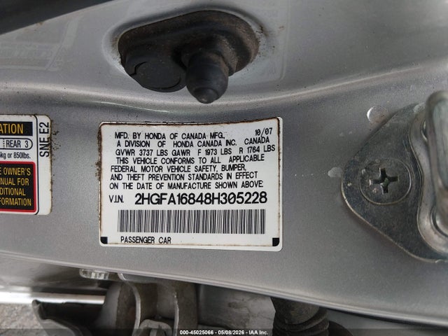 Продажа на аукционе авто 2008 Honda Civic Ex, vin: 2HGFA16848H305228, номер лота: 45025066