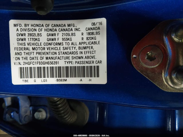 2HGFC1F93GH656391 Honda Civic Touring