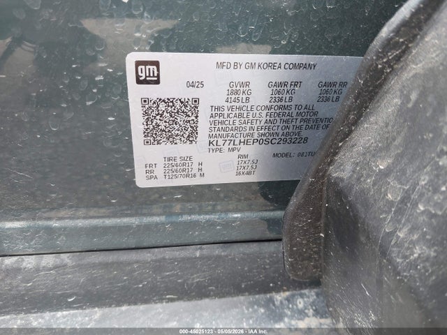 KL77LHEP0SC293228 Chevrolet Trax Fwd Lt