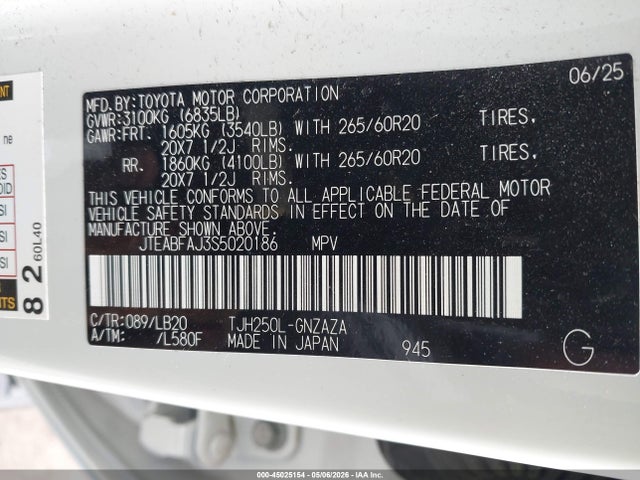 JTEABFAJ3S5020186 Toyota Land Cruiser