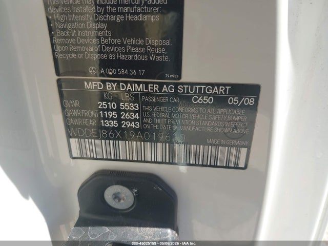 Продажа на аукционе авто 2009 Mercedes-benz Cl 550 4matic, vin: WDDEJ86X19A019630, номер лота: 45025159