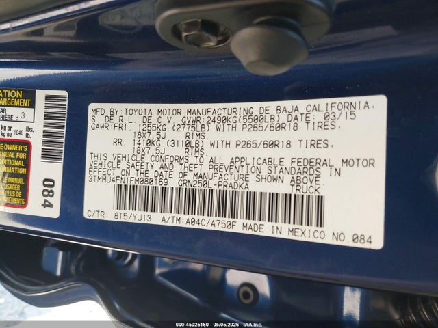 Продажа на аукционе авто 2015 Toyota Tacoma Base V6, vin: 3TMMU4FN1FM080169, номер лота: 45025160