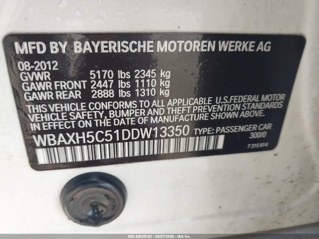 Продаж на аукціоні авто 2013 Bmw 528i Xdrive, vin: WBAXH5C51DDW13350, номер лоту: 45025162
