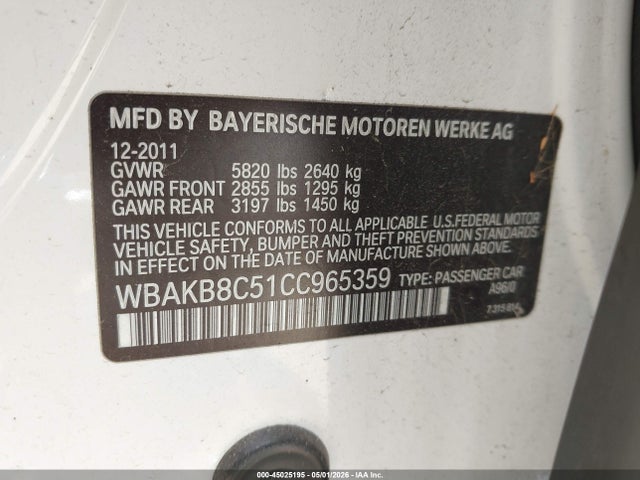 Продажа на аукционе авто 2012 Bmw 750li, vin: WBAKB8C51CC965359, номер лота: 45025195