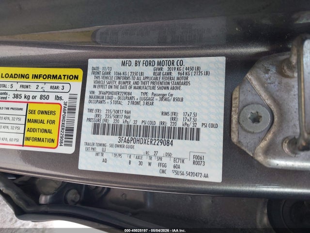 2014 Ford Fusion Se მანქანა იყიდება აუქციონზე, vin: 3FA6P0HDXER229084, აუქციონის ნომერი: 45025197