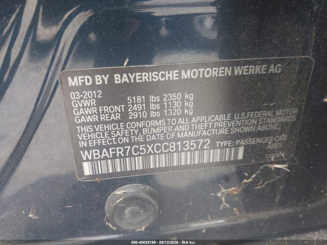 Продаж на аукціоні авто 2012 Bmw 535i, vin: WBAFR7C5XCC813572, номер лоту: 45025199