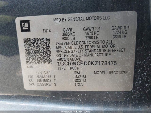 1GCRWCED0KZ178475 Chevrolet Silverado 1500 Lt
