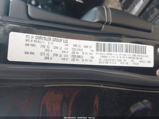 45025224 :رقم المزاد ، 1C4RJFBT4EC172200 vin ، 2014 Jeep Grand Cherokee Limited مزاد بيع