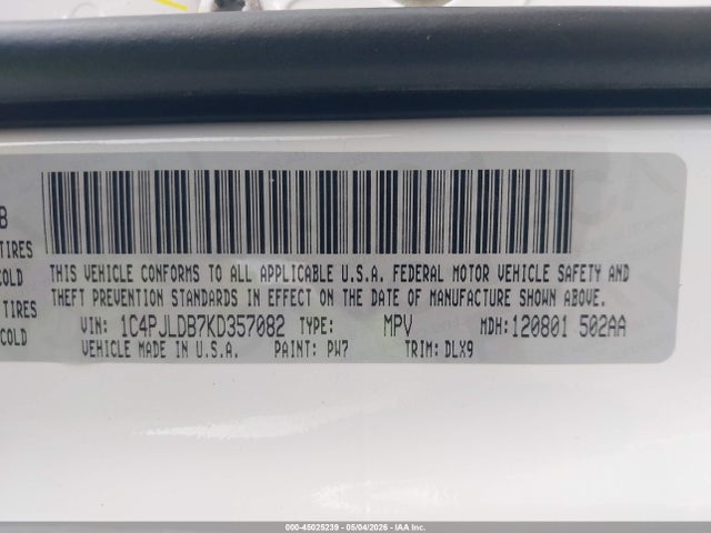 Auction sale of the 2019 Jeep Cherokee Limited Fwd, vin: 1C4PJLDB7KD357082, lot number: 45025239