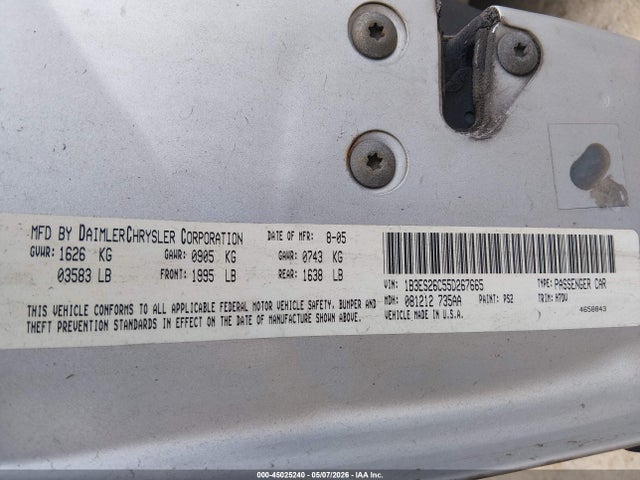 Продаж на аукціоні авто 2005 Dodge Neon Se, vin: 1B3ES26C55D267665, номер лоту: 45025240