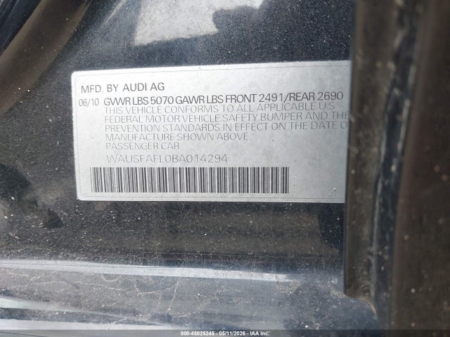 Aukcja sprzedaży 2011 Audi A4 2.0t Premium, vin: WAUSFAFL0BA014294, numer aukcji: 45025245