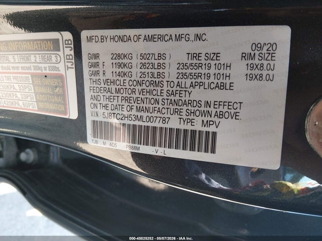 Aukcja sprzedaży 2021 Acura Rdx Technology Package, vin: 5J8TC2H53ML007787, numer aukcji: 45025252