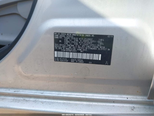 Aukcja sprzedaży 2011 Toyota Rav4, vin: 2T3BF4DV5BW120931, numer aukcji: 45025278
