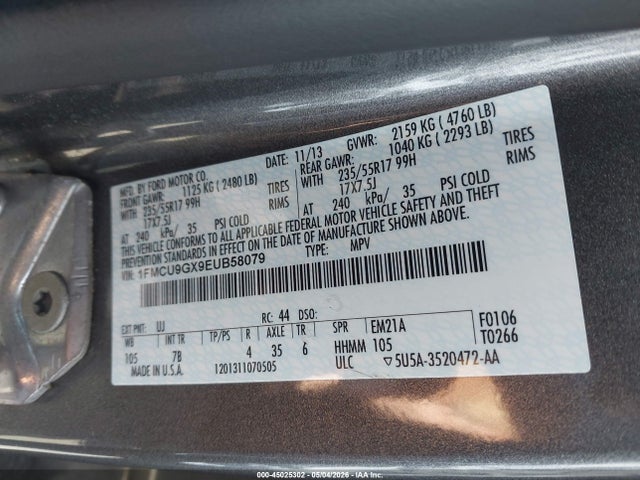 Aukcja sprzedaży 2014 Ford Escape Se, vin: 1FMCU9GX9EUB58079, numer aukcji: 45025302