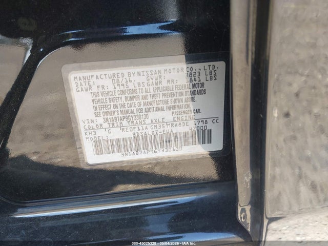 Продаж на аукціоні авто 2016 Nissan Sentra Sv, vin: 3N1AB7AP9GY330130, номер лоту: 45025328