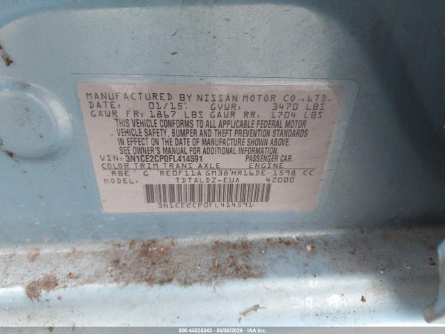 Продаж на аукціоні авто 2015 Nissan Versa Note S (sr)/s Plus/sl/sr/sv, vin: 3N1CE2CP0FL414591, номер лоту: 45025343