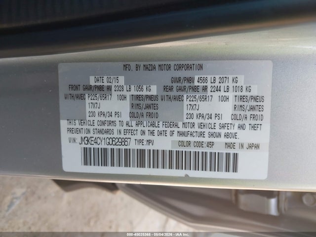 Aukcja sprzedaży 2016 Mazda Cx-5 Touring, vin: JM3KE4CY1G0629867, numer aukcji: 45025368