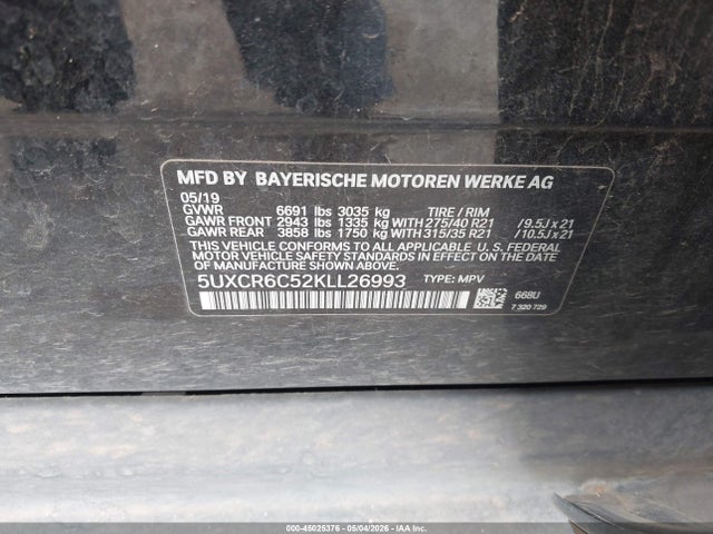 Aukcja sprzedaży 2019 Bmw X5 Xdrive40i, vin: 5UXCR6C52KLL26993, numer aukcji: 45025376
