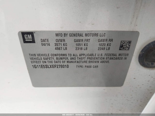 Chevrolet MALIBU 2LT 2014 1G11E5SLXEF278010 Image 9