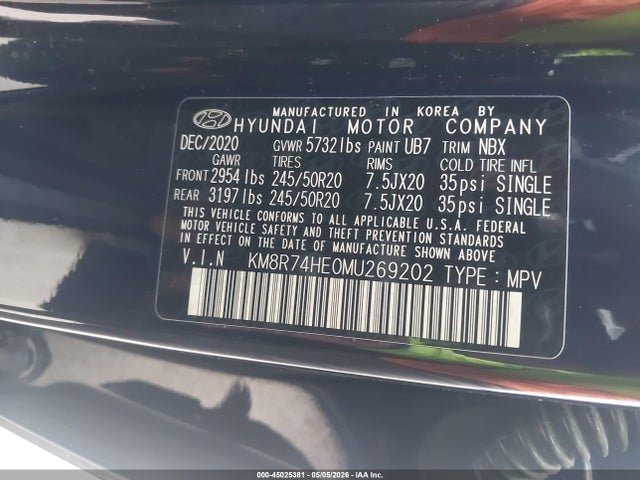 KM8R74HE0MU269202 Hyundai Palisade Calligraphy