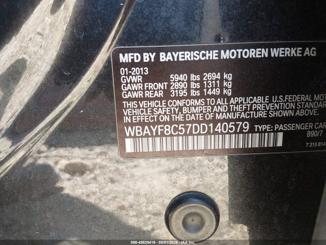 Продажа на аукционе авто 2013 Bmw 750li Xdrive, vin: WBAYF8C57DD140579, номер лота: 45025416