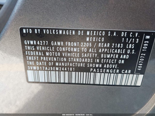 3VWD17AJ9EM244181 Volkswagen Jetta 1.8t Se