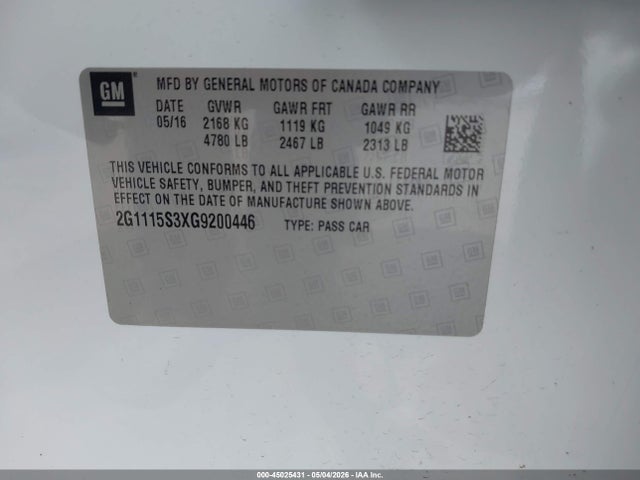 2G1115S3XG9200446 Chevrolet Impala 2lt