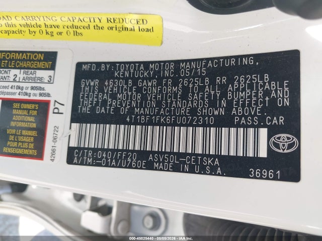Продаж на аукціоні авто 2015 Toyota Camry Se, vin: 4T1BF1FK6FU072310, номер лоту: 45025440