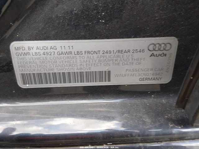 Aukcja sprzedaży 2012 Audi A4 2.0t Premium, vin: WAUFFAFL3CN016942, numer aukcji: 45025461