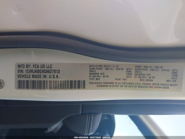 1C4RJKBG9S8627813 Jeep Grand Cherokee L Limited 4x4
