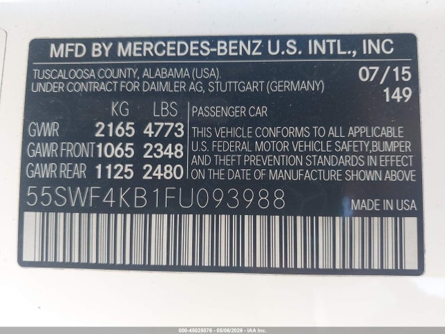 55SWF4KB1FU093988 Mercedes-Benz C 300 4matic