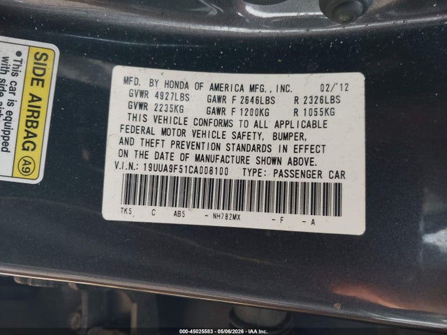 Продажа на аукционе авто 2012 Acura Tl 3.7, vin: 19UUA9F51CA008100, номер лота: 45025583