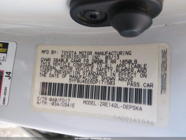 Продаж на аукціоні авто 2013 Toyota Corolla S, vin: 5YFBU4EE6DP171503, номер лоту: 45025625