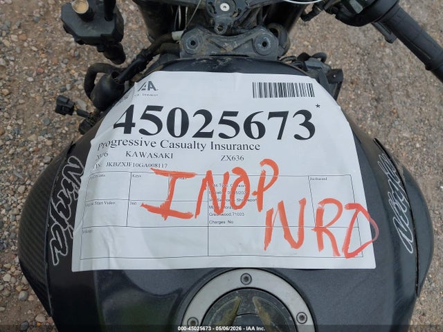 2016 Kawasaki Zx636 F მანქანა იყიდება აუქციონზე, vin: JKBZXJF10GA008117, აუქციონის ნომერი: 45025673