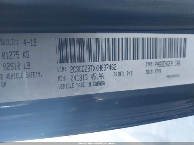 45025696 :رقم المزاد ، 2C3CDZBTXKH637462 vin ، 2019 Dodge Challenger R/t مزاد بيع