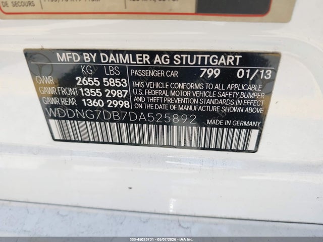 Aukcja sprzedaży 2013 Mercedes-benz S 550, vin: WDDNG7DB7DA525892, numer aukcji: 45025701
