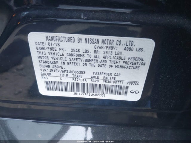 Aukcja sprzedaży 2018 Infiniti Q50 3.0t Sport, vin: JN1EV7AP2JM365353, numer aukcji: 45025744