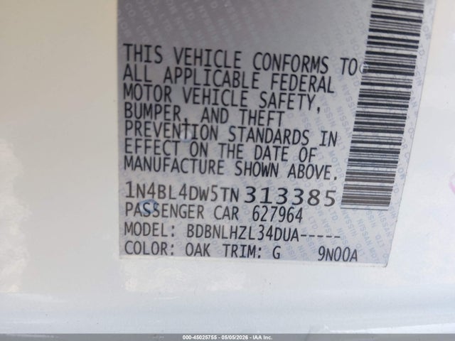 1N4BL4DW5TN313385 Nissan Altima Sv Awd