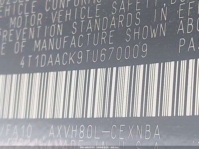 Toyota CAMRY LE 2026 4T1DAACK9TU670009 Image 9