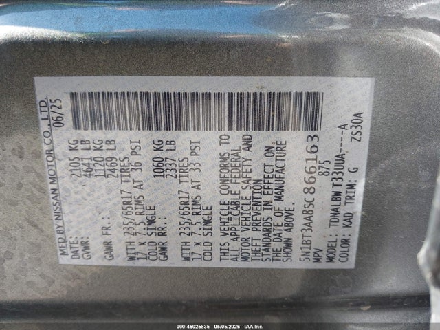 Продаж на аукціоні авто 2025 Nissan Rogue S Fwd, vin: 5N1BT3AA8SC866163, номер лоту: 45025835