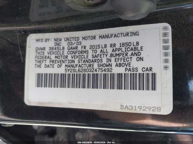 2003 Pontiac Vibe მანქანა იყიდება აუქციონზე, vin: 5Y2SL62803Z475492, აუქციონის ნომერი: 45025836