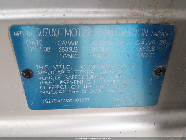 Продаж на аукціоні авто 2009 Suzuki Sx4 Touring, vin: JS2YB417695101887, номер лоту: 45025863