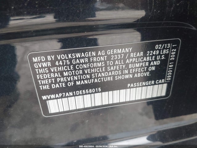 Продаж на аукціоні авто 2013 Volkswagen Cc 2.0t R-line, vin: WVWAP7AN1DE558015, номер лоту: 45025884