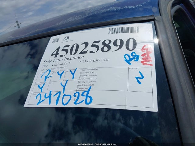 2002 Chevrolet Silverado 2500hd Ls მანქანა იყიდება აუქციონზე, vin: 1GCHK23U72F155071, აუქციონის ნომერი: 45025890