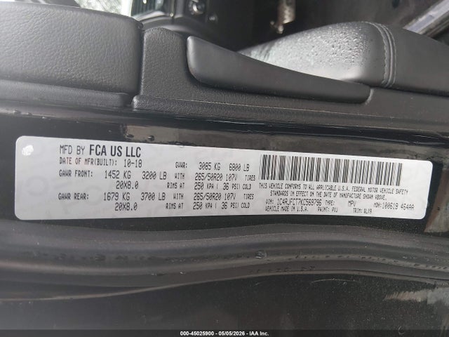 1C4RJFCT7KC569796 Jeep Grand Cherokee High Altitude 4x4