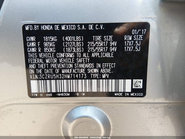 Honda HR-V LX 2017 3CZRU5H32HM714173 Image 9