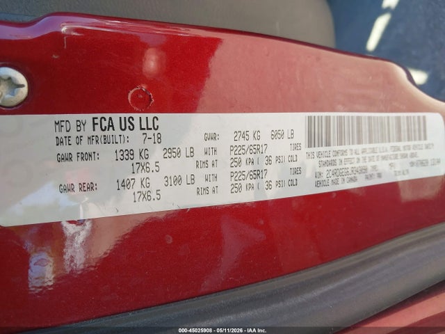 Aukcja sprzedaży 2018 Dodge Grand Caravan Gt, vin: 2C4RDGEG6JR343090, numer aukcji: 45025908