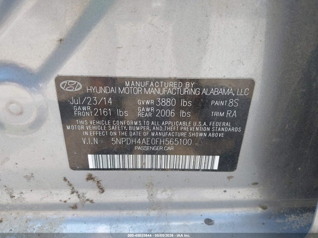 Продаж на аукціоні авто 2015 Hyundai Elantra Se, vin: 5NPDH4AE0FH565100, номер лоту: 45025944