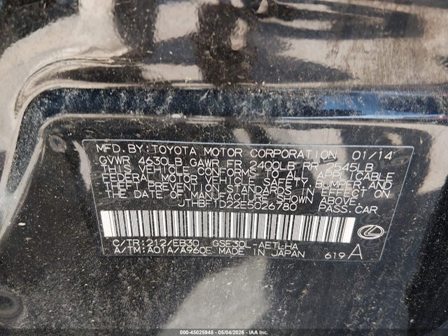 Lexus IS 250 2014 JTHBF1D22E5026780 Image 9